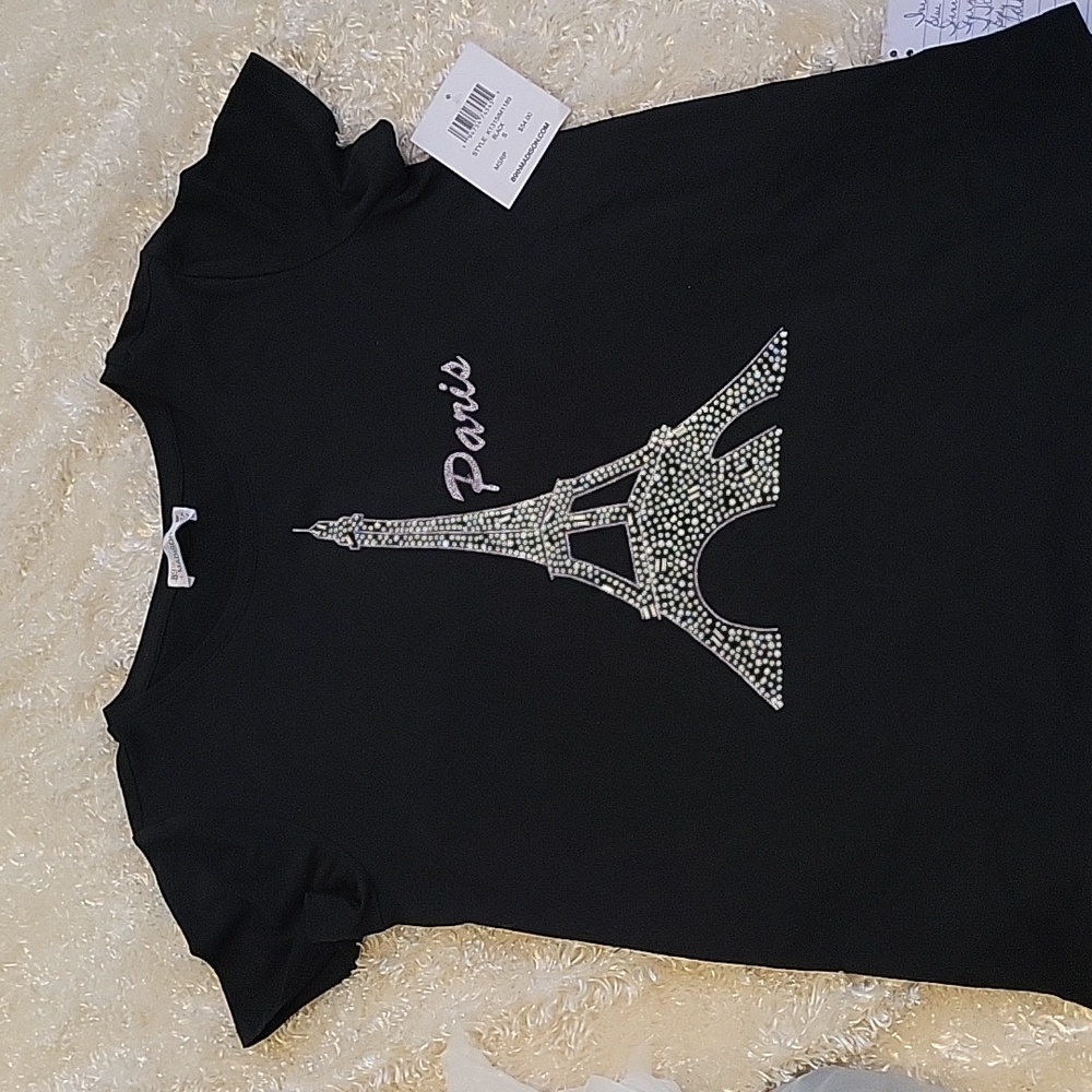 NWT!!! STYLISH BLK "PARIS" TOP Size S